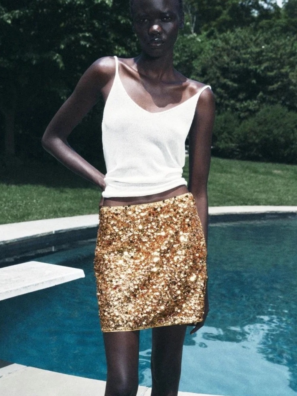 Zara Gold Sequin Mini Skirt